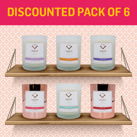 Discounted pack of 6 Aurra Organics 100% Certified Organic Candles - Normal SRP £304.44